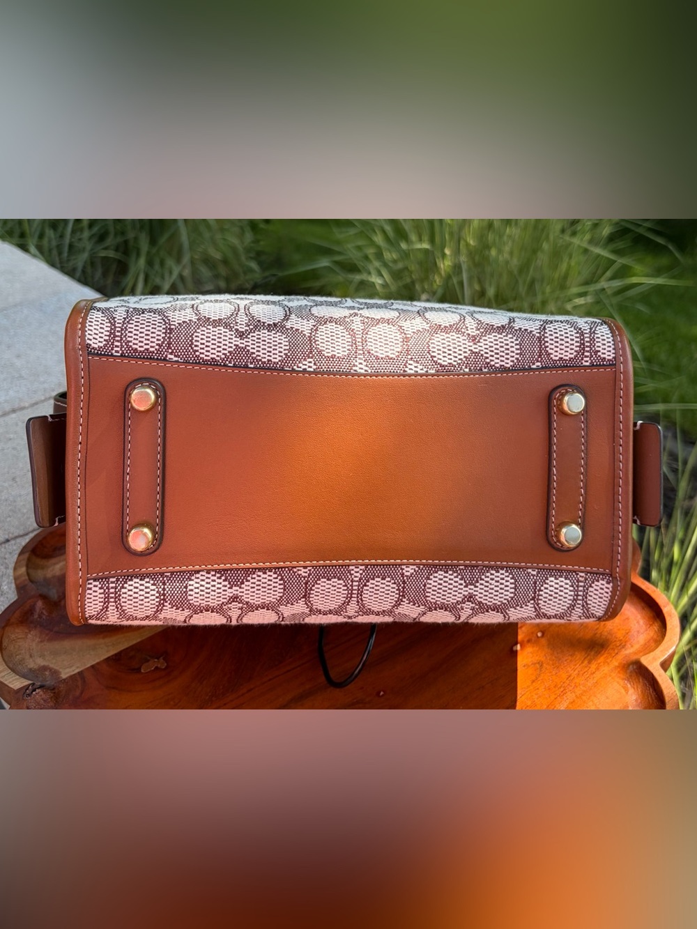 Coach Rogue 25 Signature Textile Jacquard Coco Amber Leather C6444 NWT - Picture 12 of 17